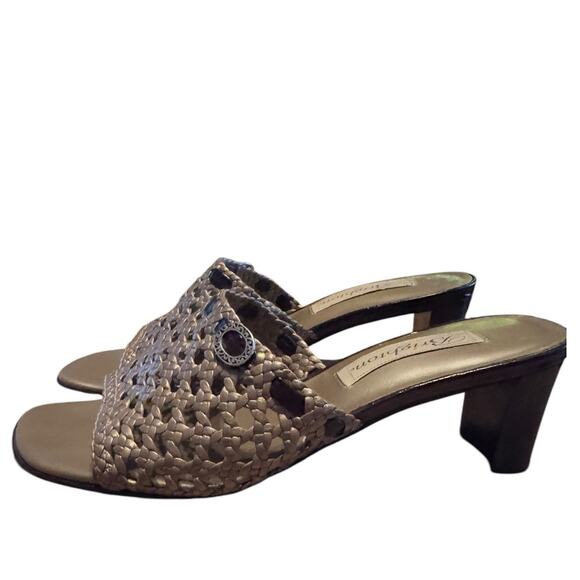 Brighton Braided Mule Slide Kitten heal leather sole W7 vacation weatern - Picture 2 of 6